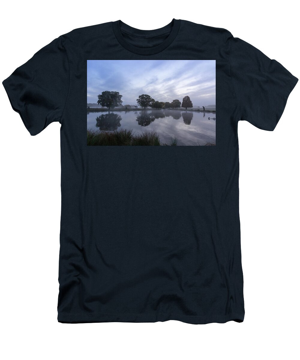 Reflections T-Shirt featuring the photograph Reflections in Bushy by Andrew Lalchan