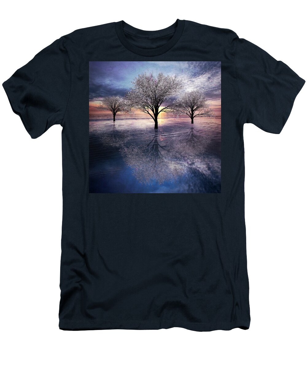 Clouds T-Shirt featuring the photograph Reflections of Color Lavender Dream by Debra and Dave Vanderlaan