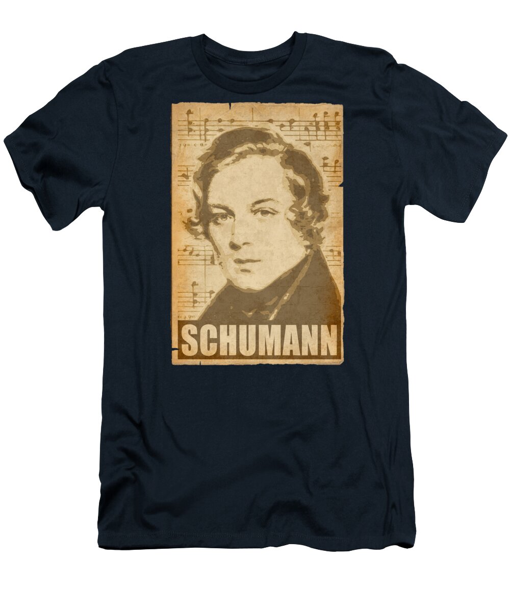 Robert T-Shirt featuring the digital art Robert Schumann musical notes by Filip Schpindel