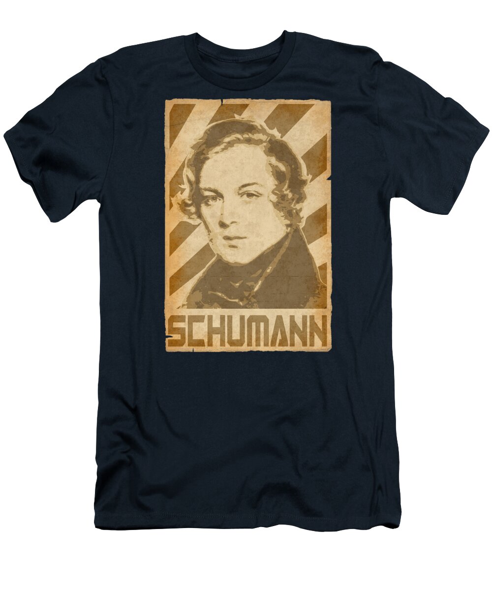 Robert T-Shirt featuring the digital art Robert Schumann Retro Propaganda by Filip Schpindel