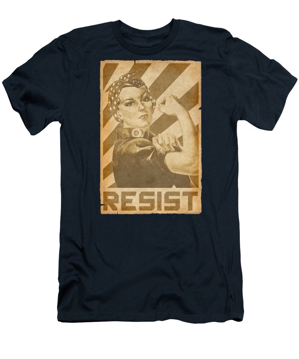 Rosie T-Shirt featuring the digital art Rosie The Riveter We Can Do it Resist Retro Propaganda by Filip Schpindel