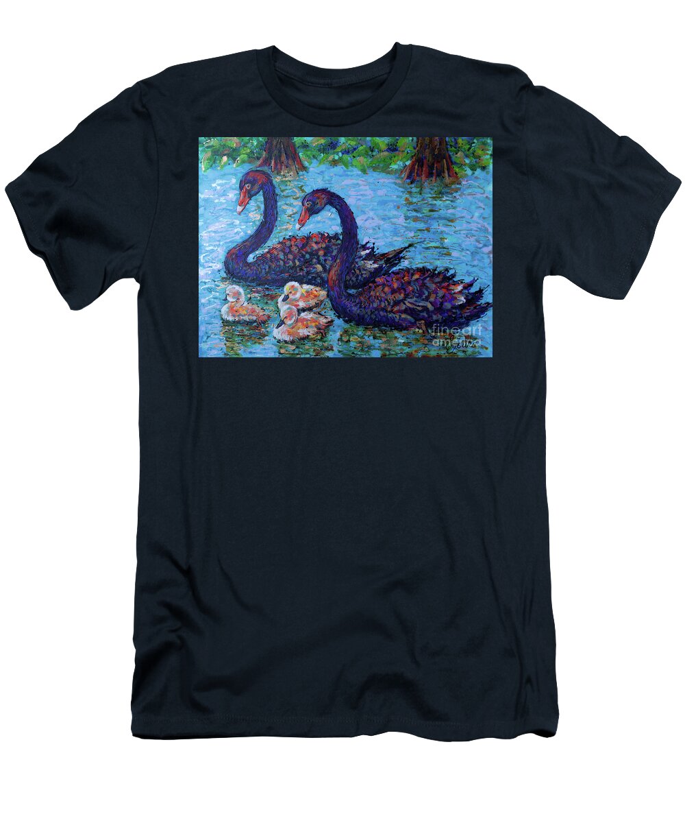  T-Shirt featuring the painting Safeguarding Black Swans by Jyotika Shroff