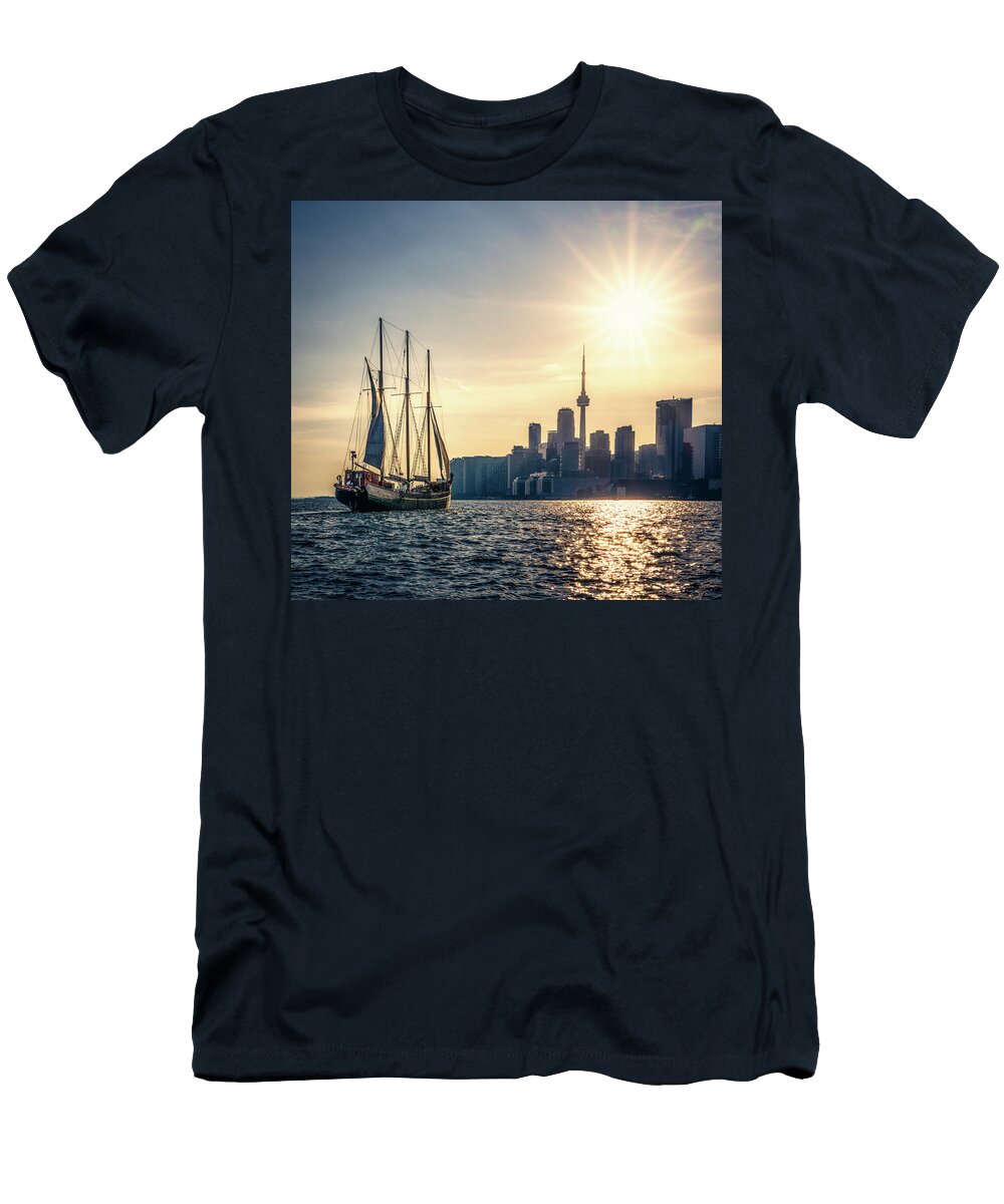 Cn Tower T-Shirt featuring the photograph Sailing the Sun by Dee Potter