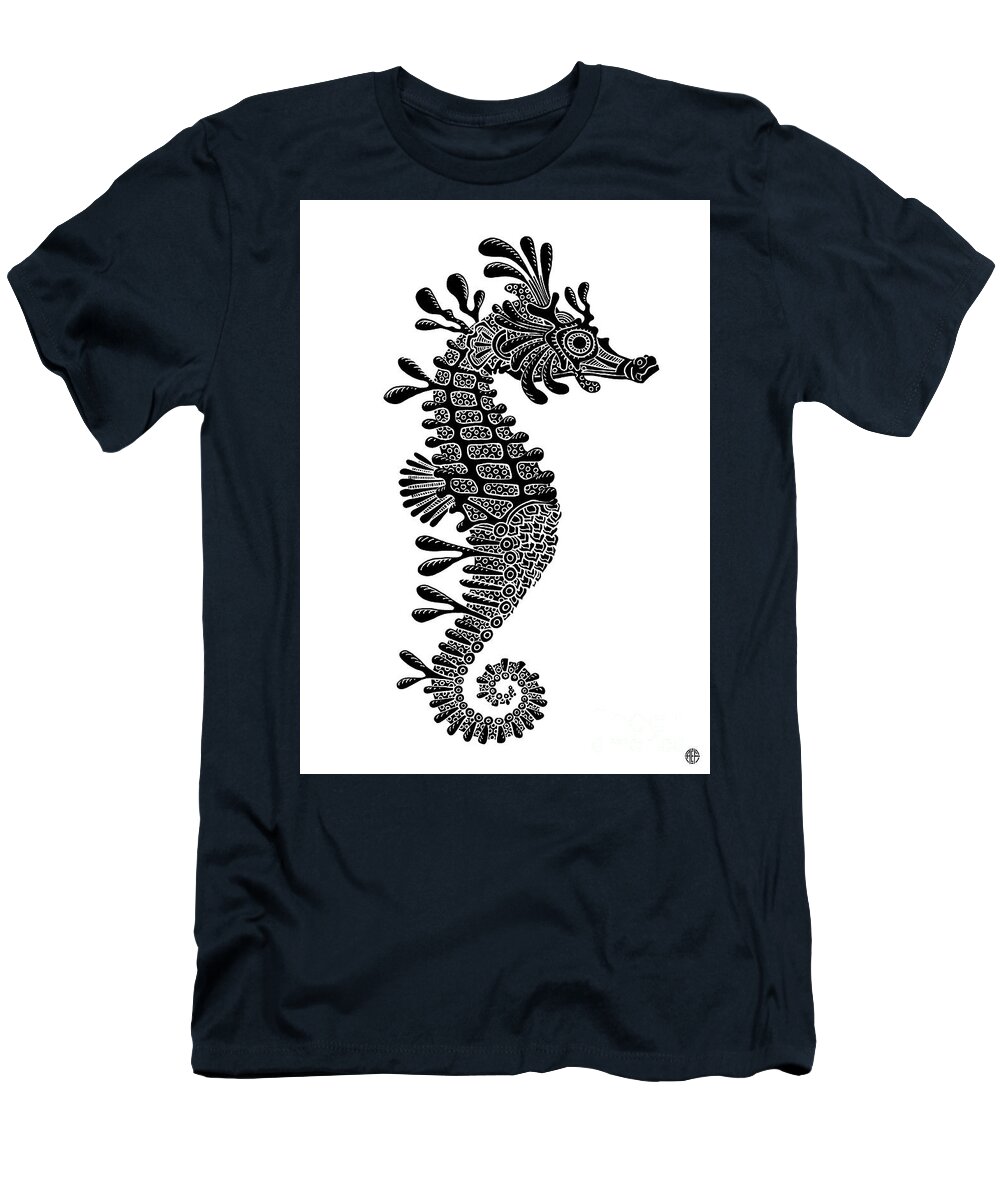 Seahorse T-Shirt featuring the drawing Seahorse Ink 3 by Amy E Fraser