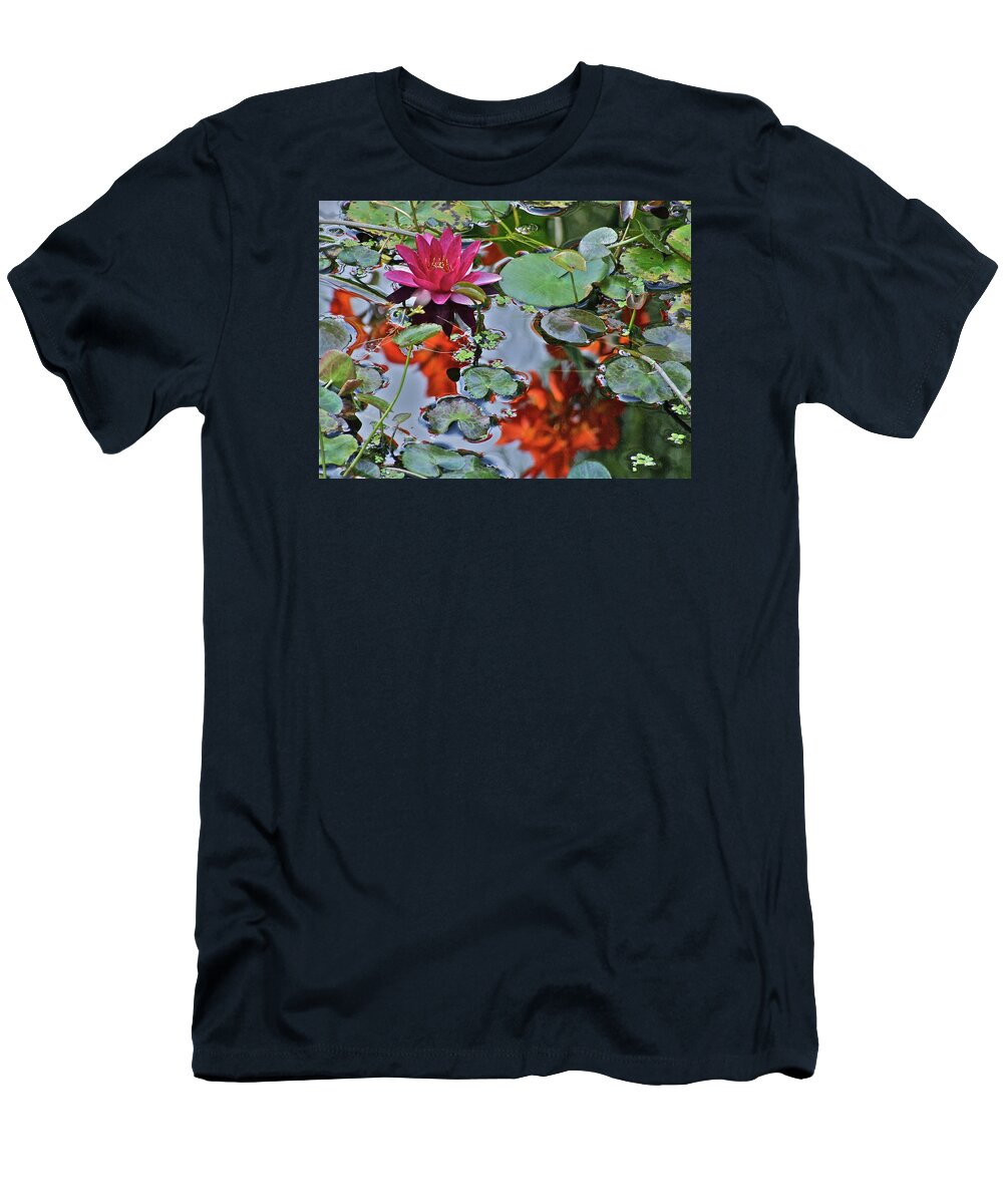 Waterlily: Water Garden T-Shirt featuring the photograph September Rose Water Lily 1 by Janis Senungetuk