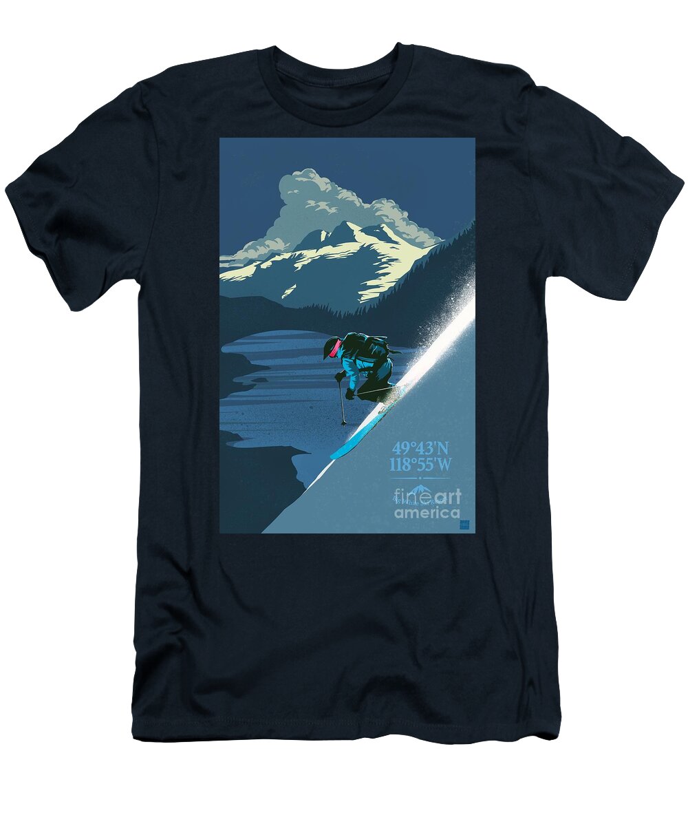 Retro Ski Art T-Shirt featuring the painting Ski Big White Retro Travel Poster by Sassan Filsoof