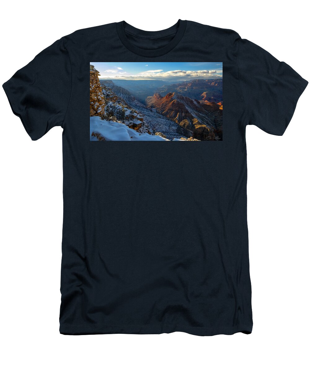 Snow Snowy Grand Canyon Winter Landscape Arizona Fstop101 T-Shirt featuring the photograph Snowy Grand Canyon by Geno Lee