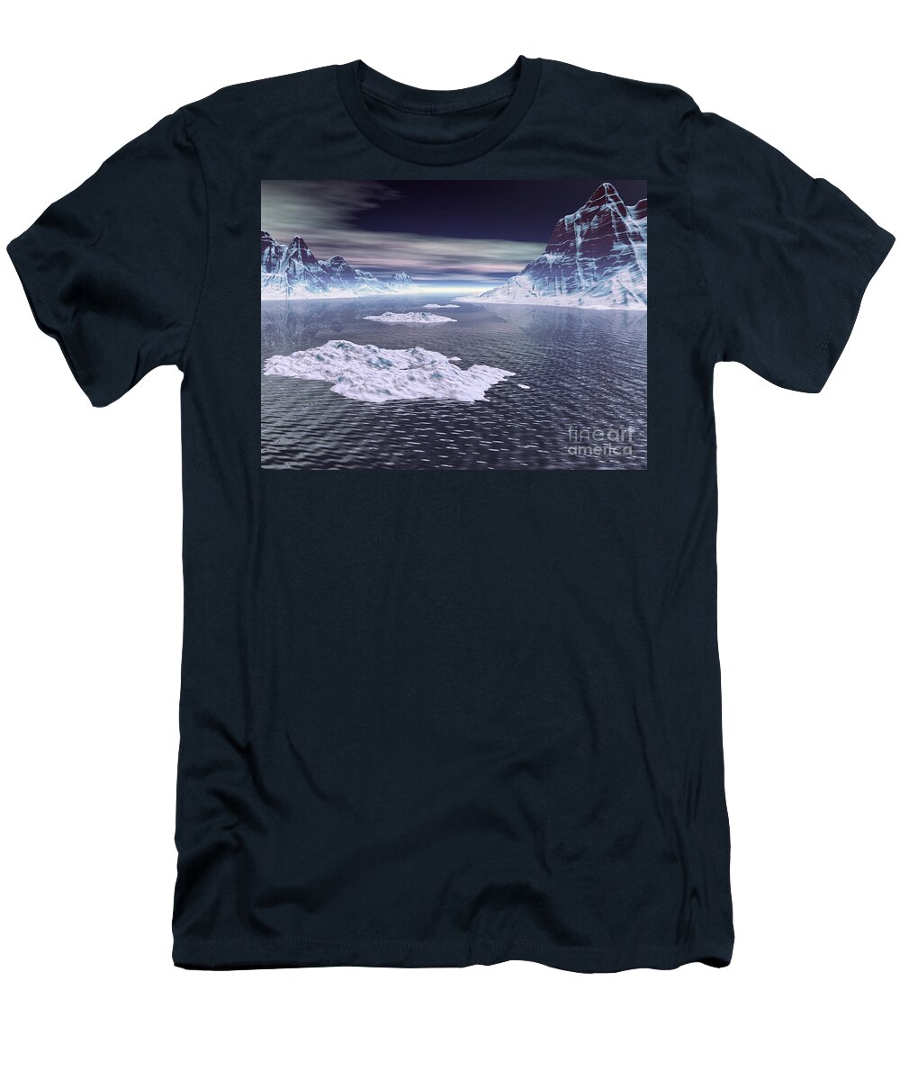 Snow T-Shirt featuring the digital art Snowy Peaks by Phil Perkins