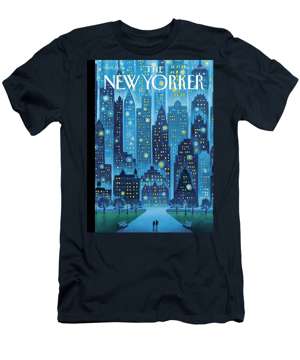 Manhattan T-Shirt featuring the painting Stellar Night by Mark Ulriksen