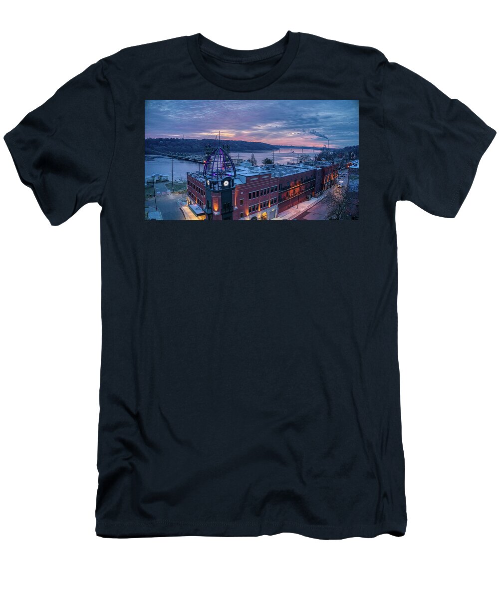 Fall Colors T-Shirt featuring the photograph Stillwater St Croix River Fall Colors Sunrise by Greg Schulz Pictures Over Stillwater