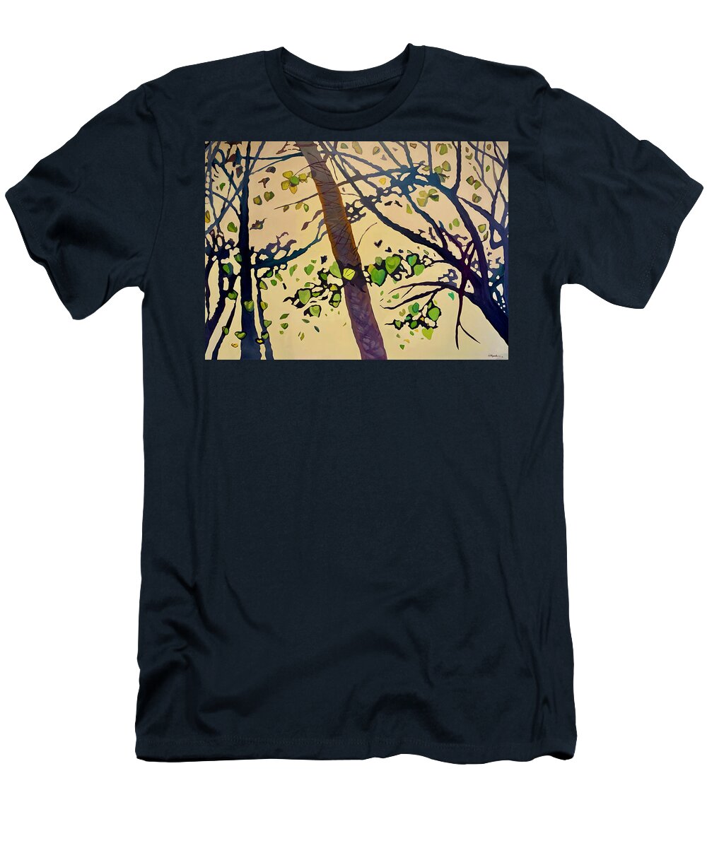 Buttery Sky At Sunset T-Shirt featuring the painting Sunnset by Franci Hepburn