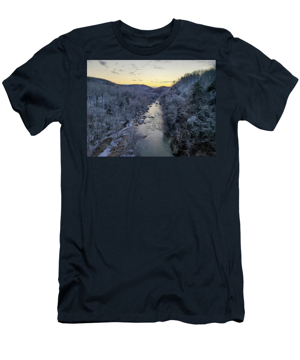 Blue Ridge Parkway T-Shirt featuring the photograph Sunrise after Snow by Deb Beausoleil