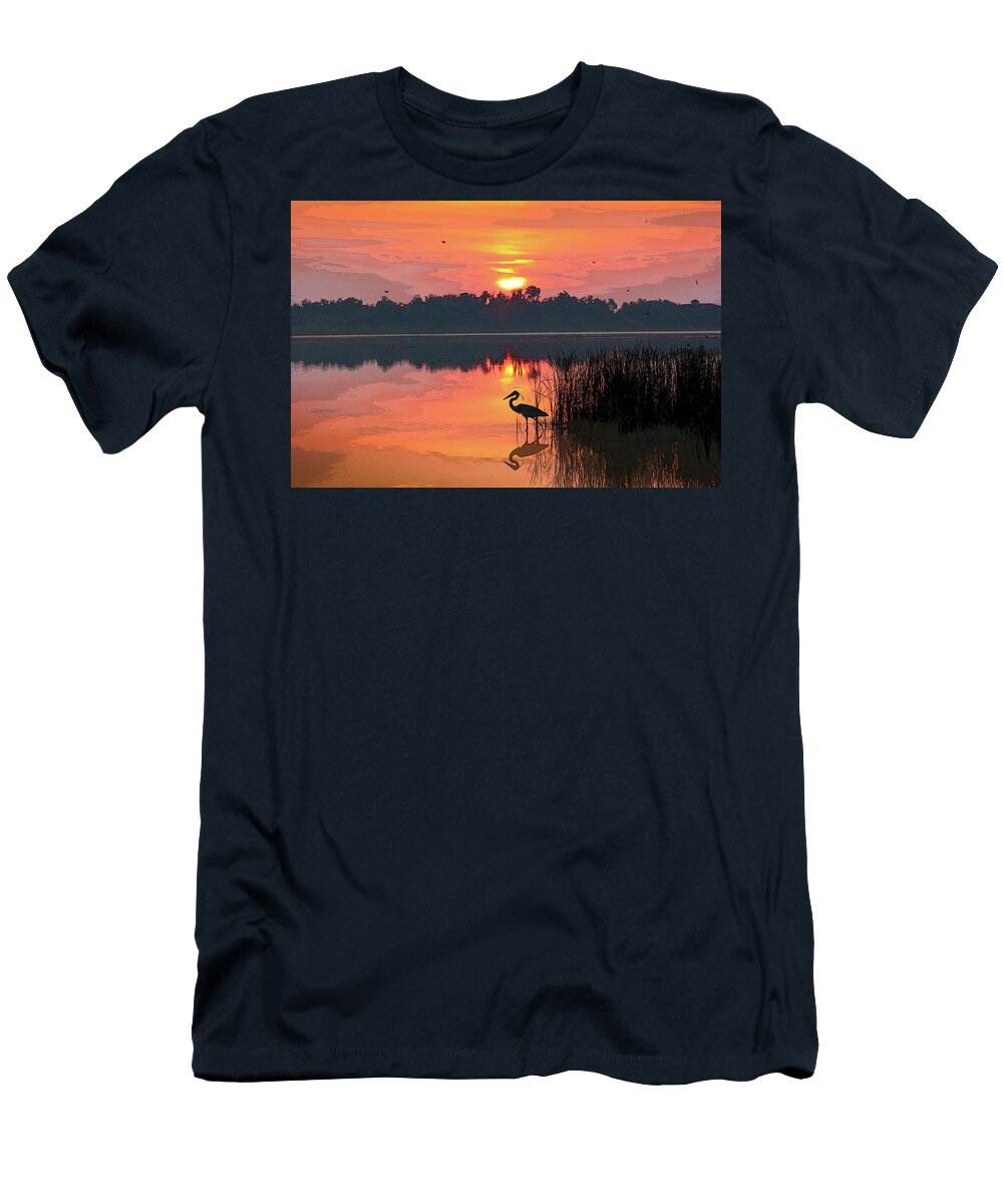 Sunrise T-Shirt featuring the photograph Sunrise Over Lake Smart by Robert Carter