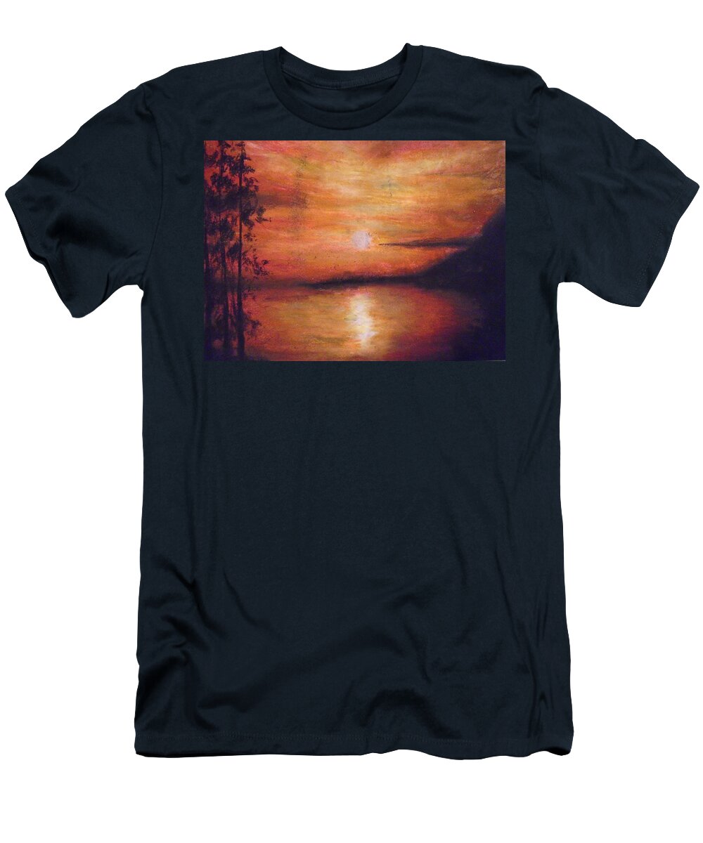 Sunset T-Shirt featuring the painting Sunset Addiction by Jen Shearer