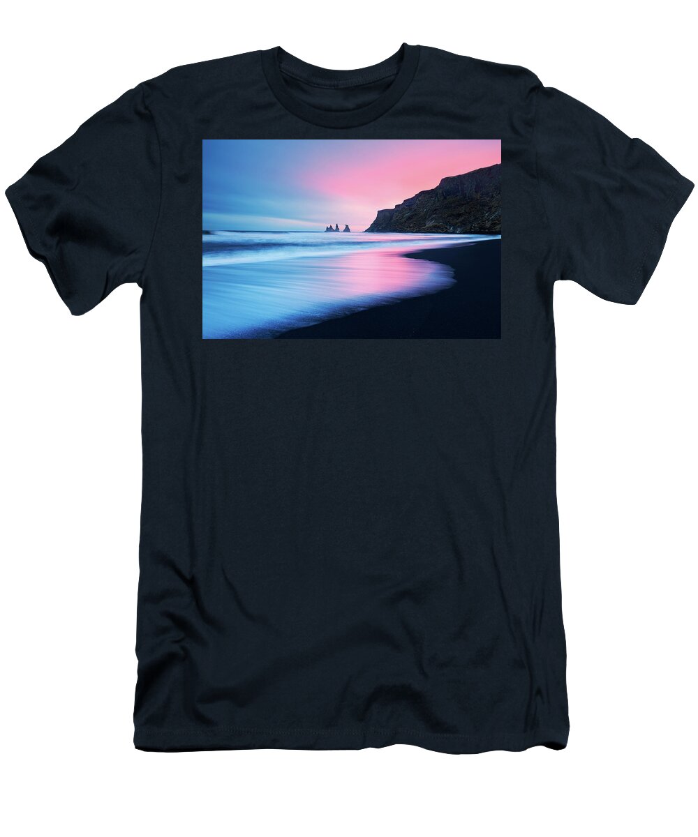 Iceland T-Shirt featuring the photograph Sunset Glow at Vik by Henry w Liu