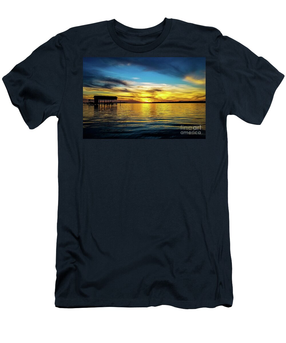 Sunset T-Shirt featuring the photograph Sunset Reflection on Perdido Bay by Beachtown Views