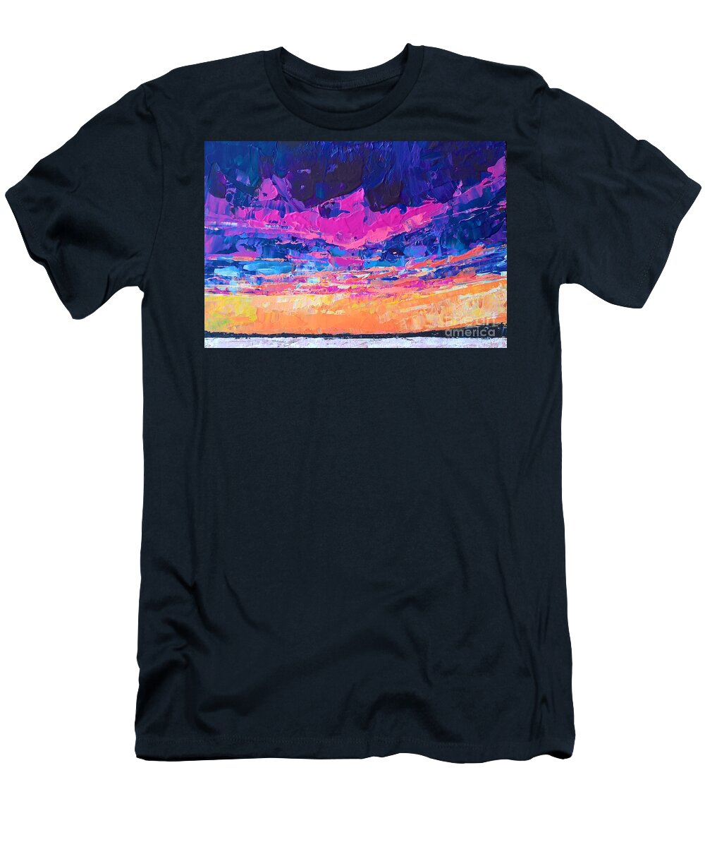 Sunset T-Shirt featuring the painting Sunset Surprise by Lisa Dionne