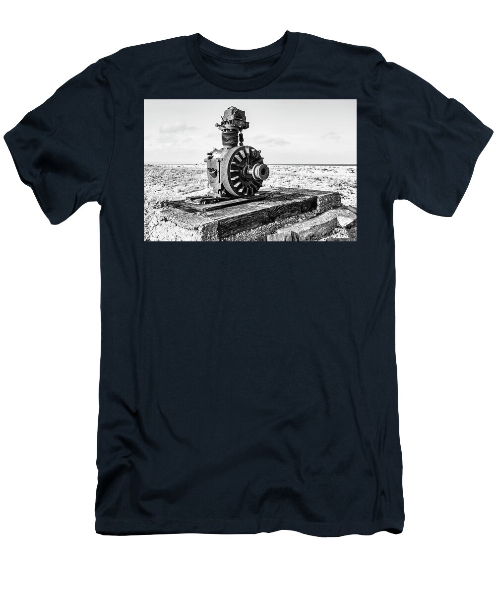 Winch T-Shirt featuring the photograph The boat winch mono by Steev Stamford