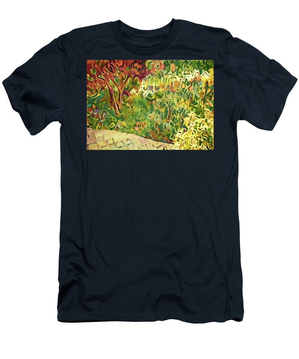Lush Green Garden T-Shirt featuring the pastel The Cultivation of Happiness by Susan Maxwell Schmidt