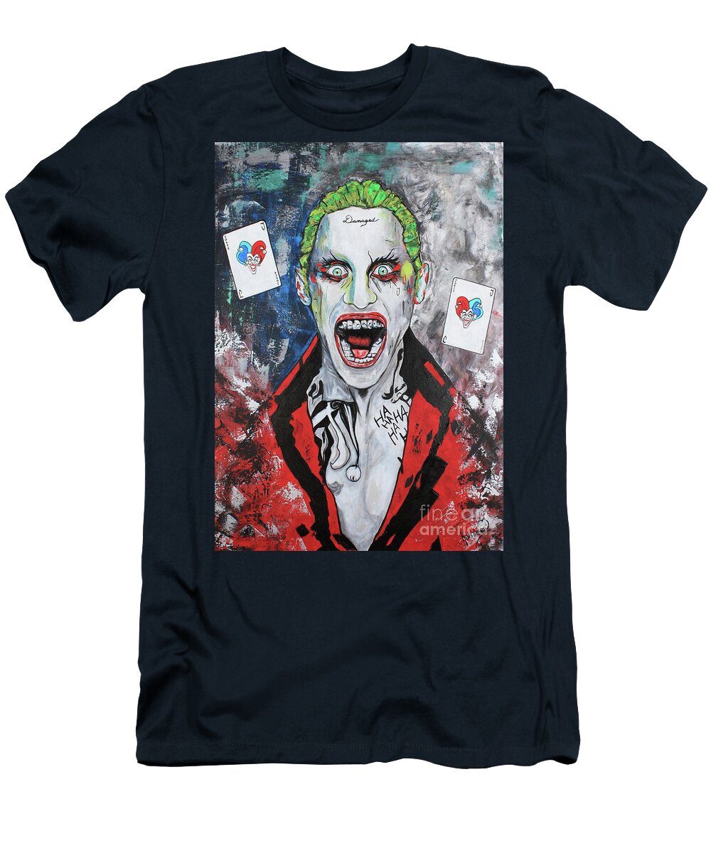 The Joker T-Shirt featuring the painting The Joker Gangsta Painting by Kathleen Artist PRO