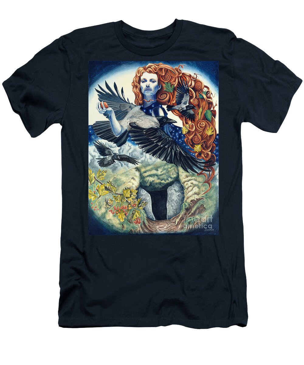 Dark T-Shirt featuring the painting The Morrigan by Antony Galbraith