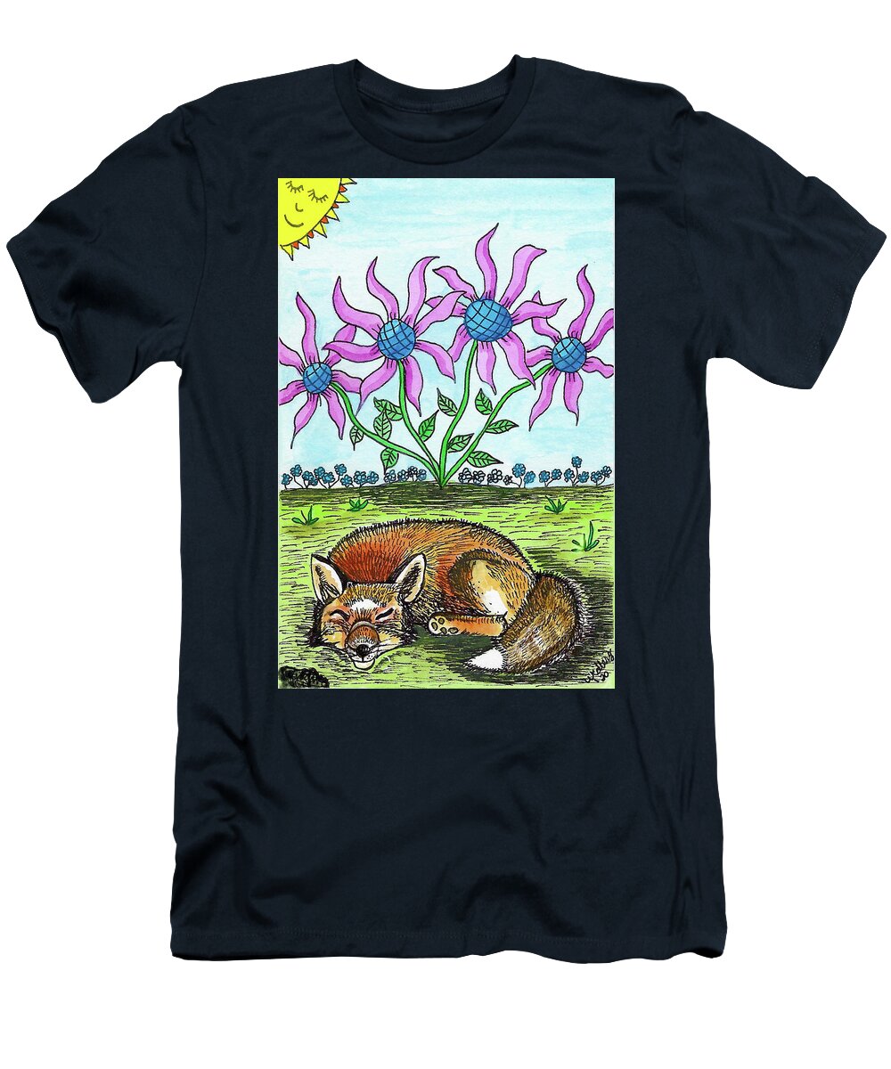 Fox T-Shirt featuring the painting The Sleeping Fox by Christina Wedberg