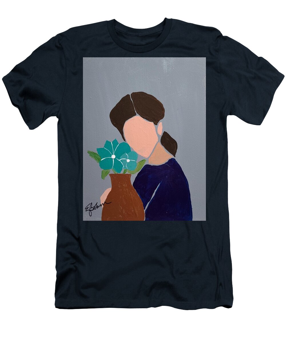  T-Shirt featuring the painting This Girl with Flower by Elise Boam