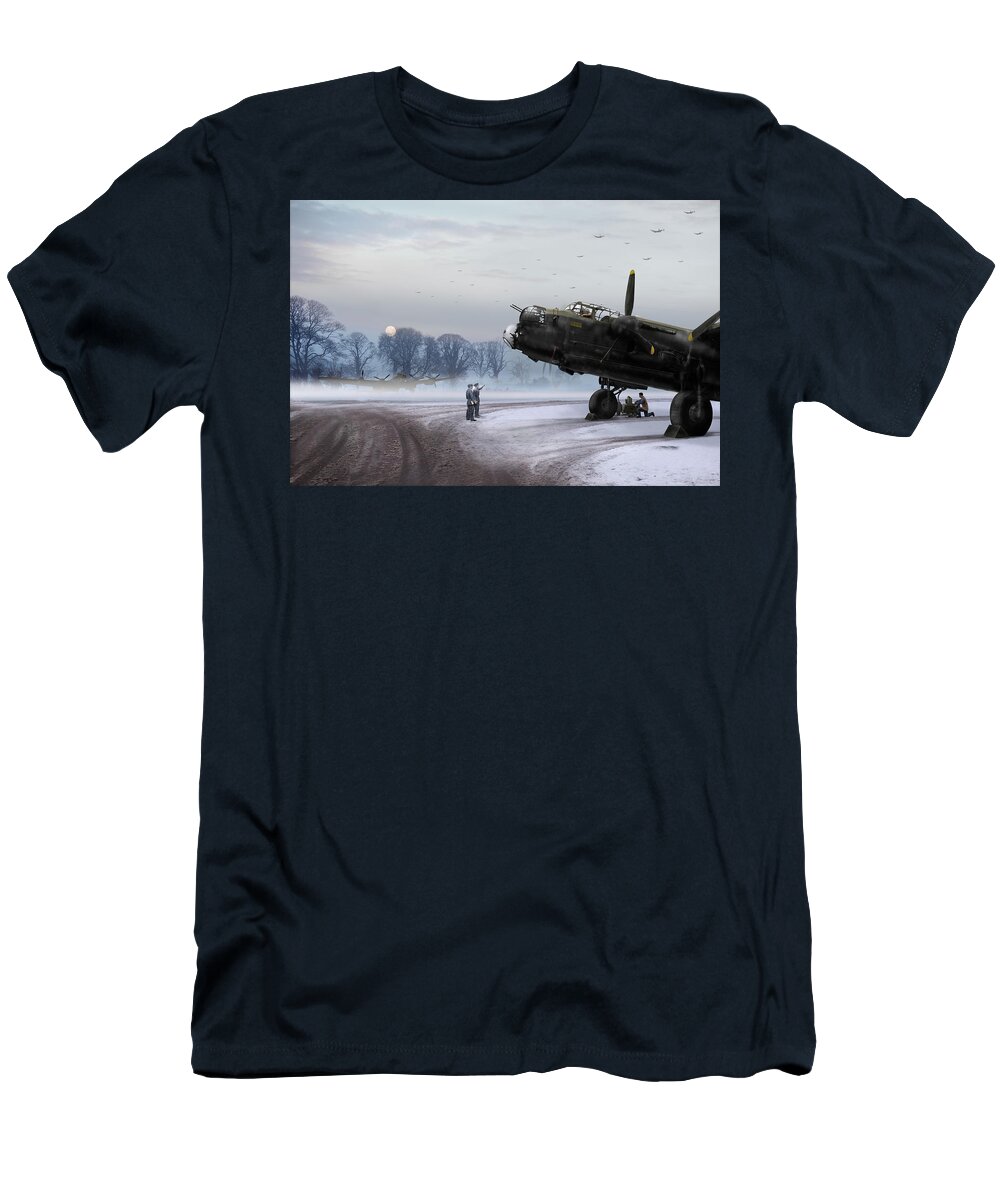 Avro 638 Lancaster T-Shirt featuring the photograph Time to go - Lancasters on dispersal by Gary Eason