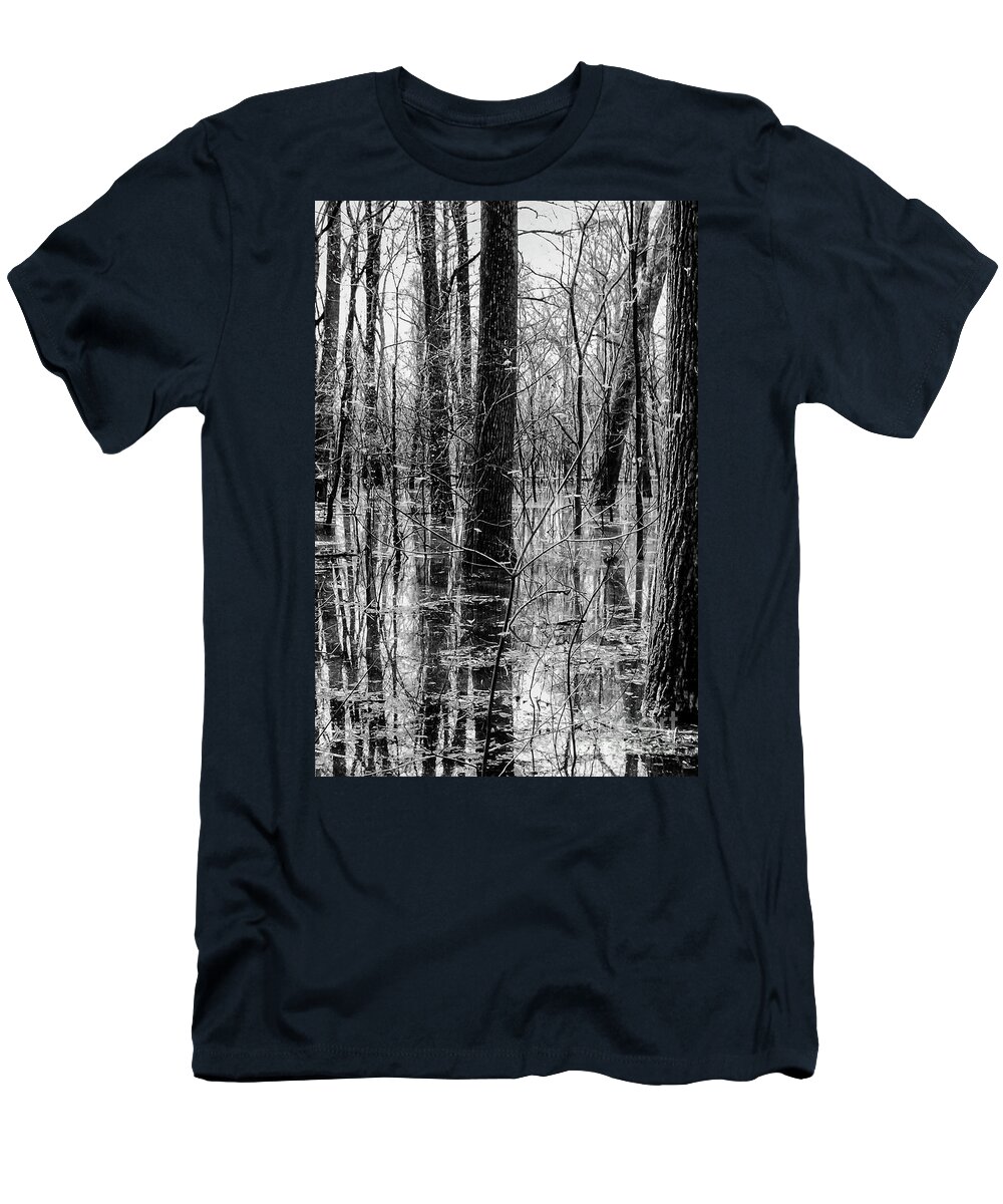 Big Oak Tree State Park T-Shirt featuring the photograph Tree Reflections at Big Oak Tree State Park One 2 by Bob Phillips