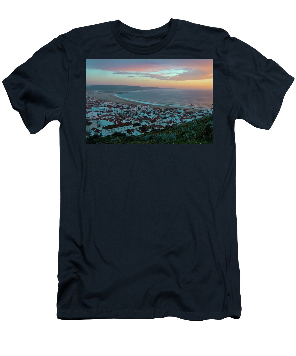 Nazare T-Shirt featuring the photograph Twilight at Nazare Village by Angelo DeVal