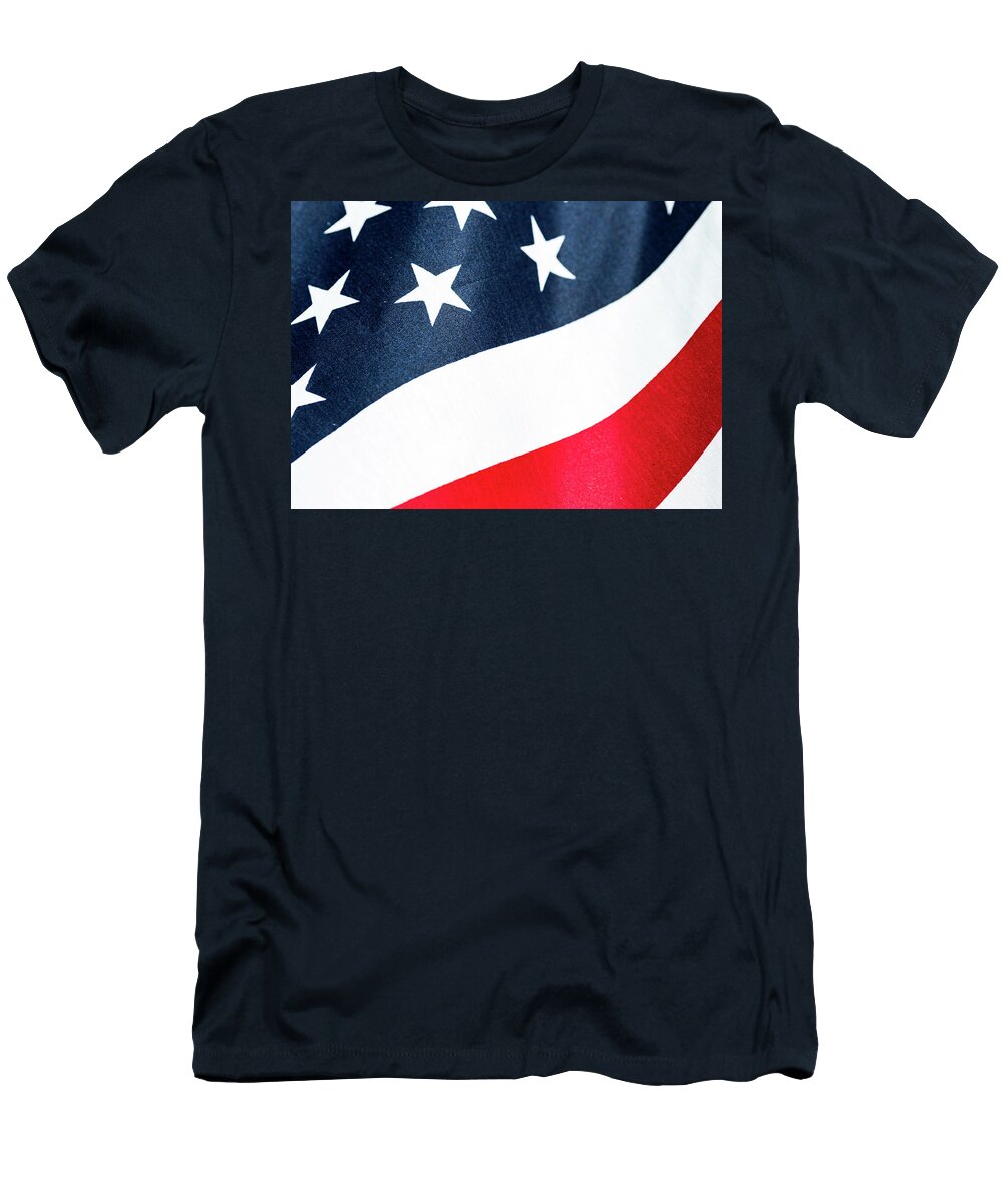 America T-Shirt featuring the photograph USA Proud American Flag 2 by Amelia Pearn