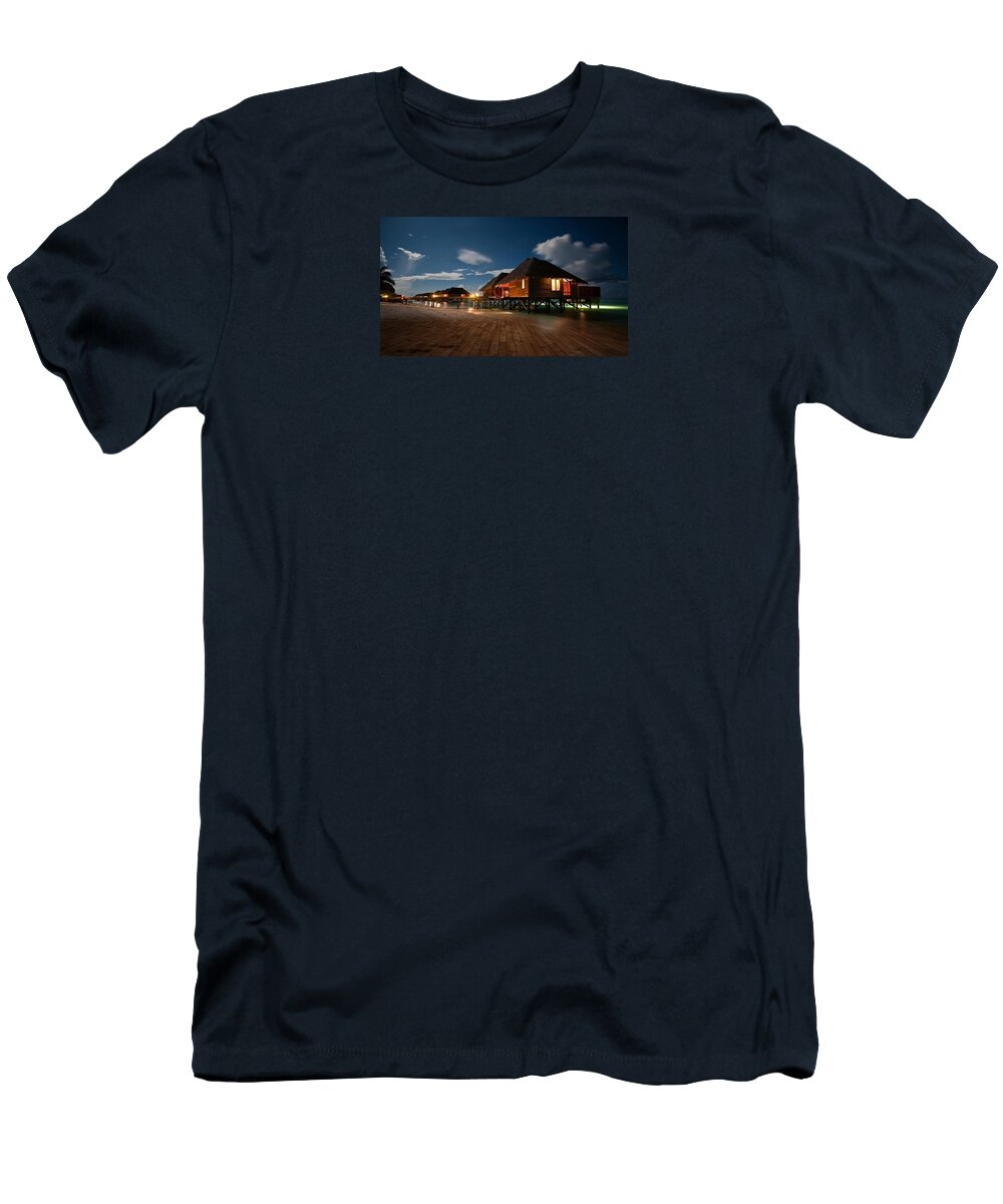 Blue Sky T-Shirt featuring the mixed media Vacation Getaway by Marvin Blaine