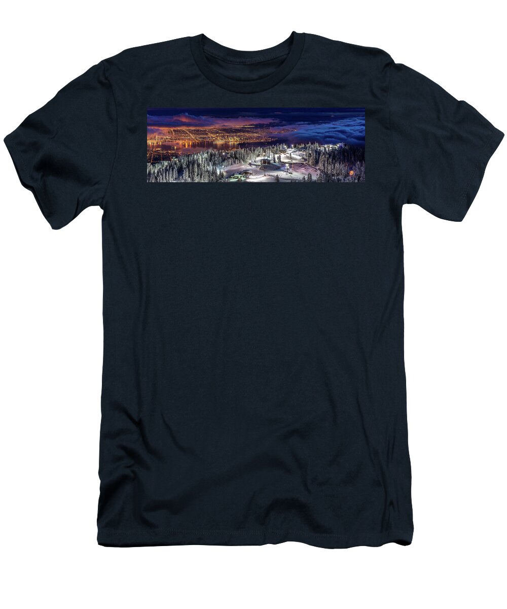 Vancouver T-Shirt featuring the photograph Vancouver City panorama from Grouse Mountain by Pierre Leclerc Photography
