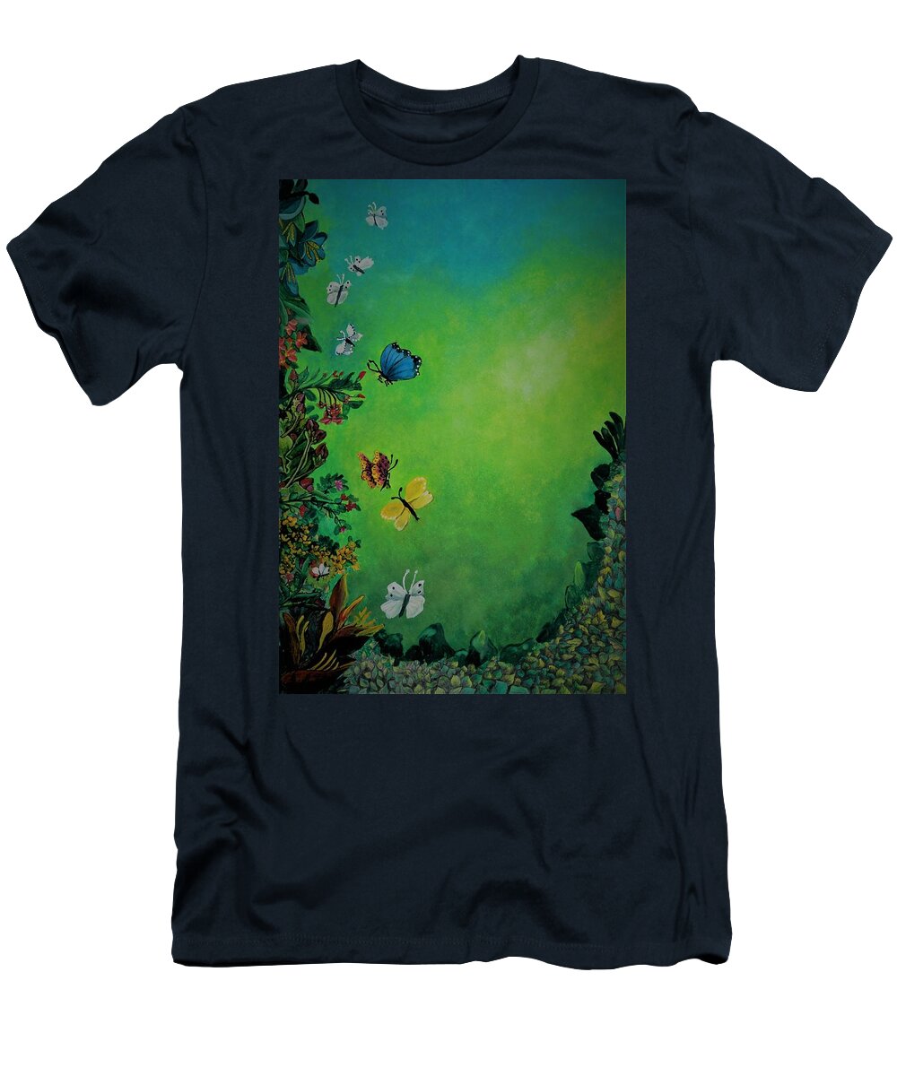 Spring T-Shirt featuring the painting Vibrant spring by Tara Krishna