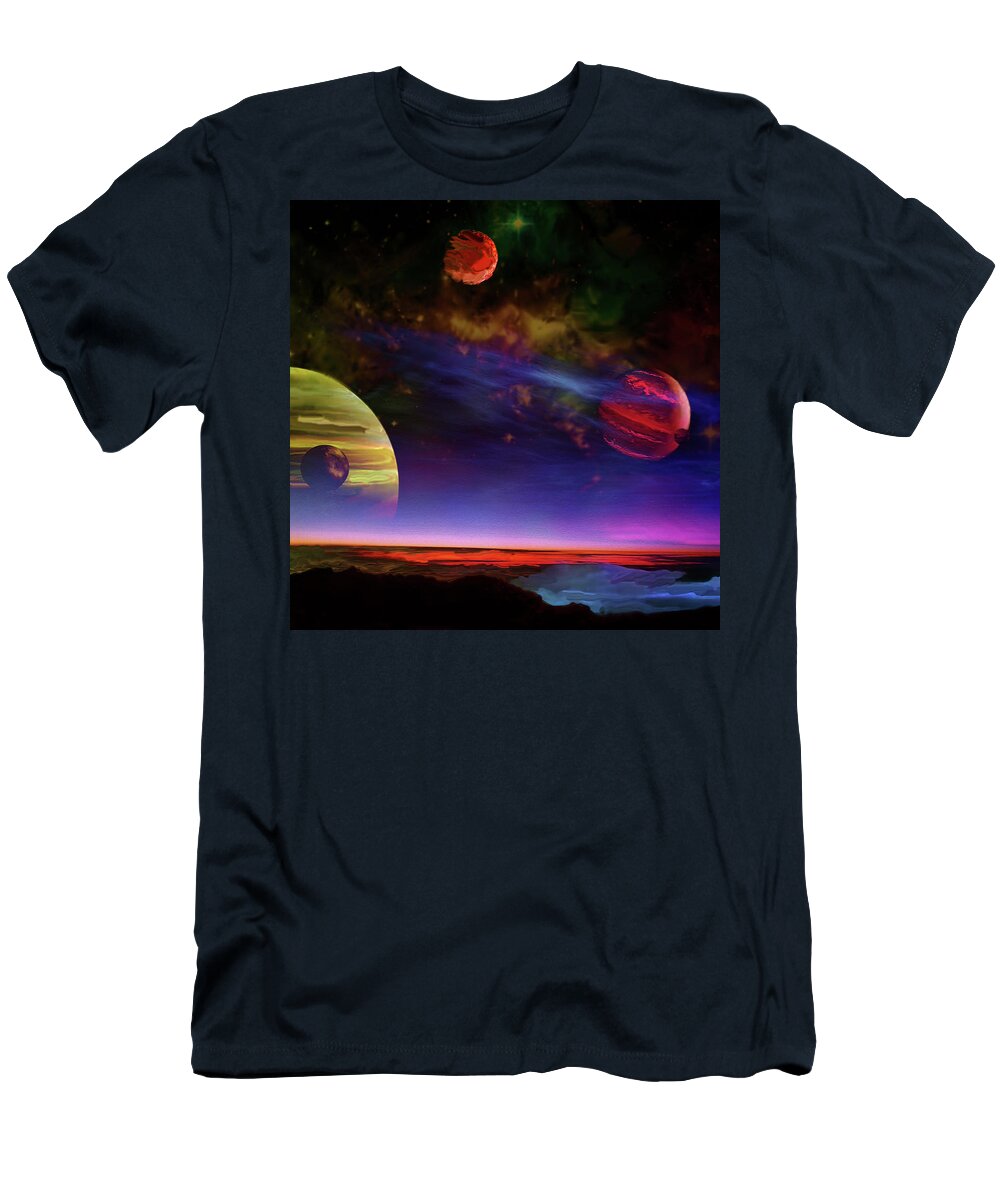  T-Shirt featuring the digital art View From the Moon of an Earth-like Exoplanet by Don White Artdreamer