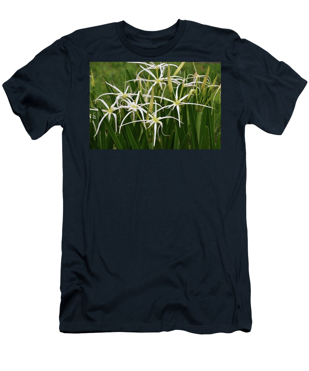Lily T-Shirt featuring the photograph White Spider Lily Flower Garden by Gaby Ethington