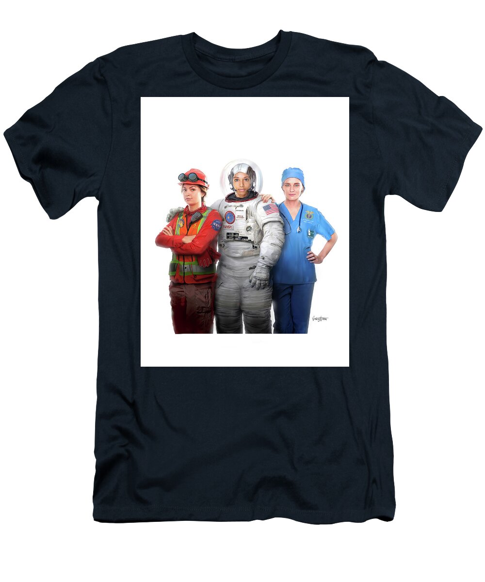 Aiaa T-Shirt featuring the digital art Women Aerospace Professionals by James Vaughan