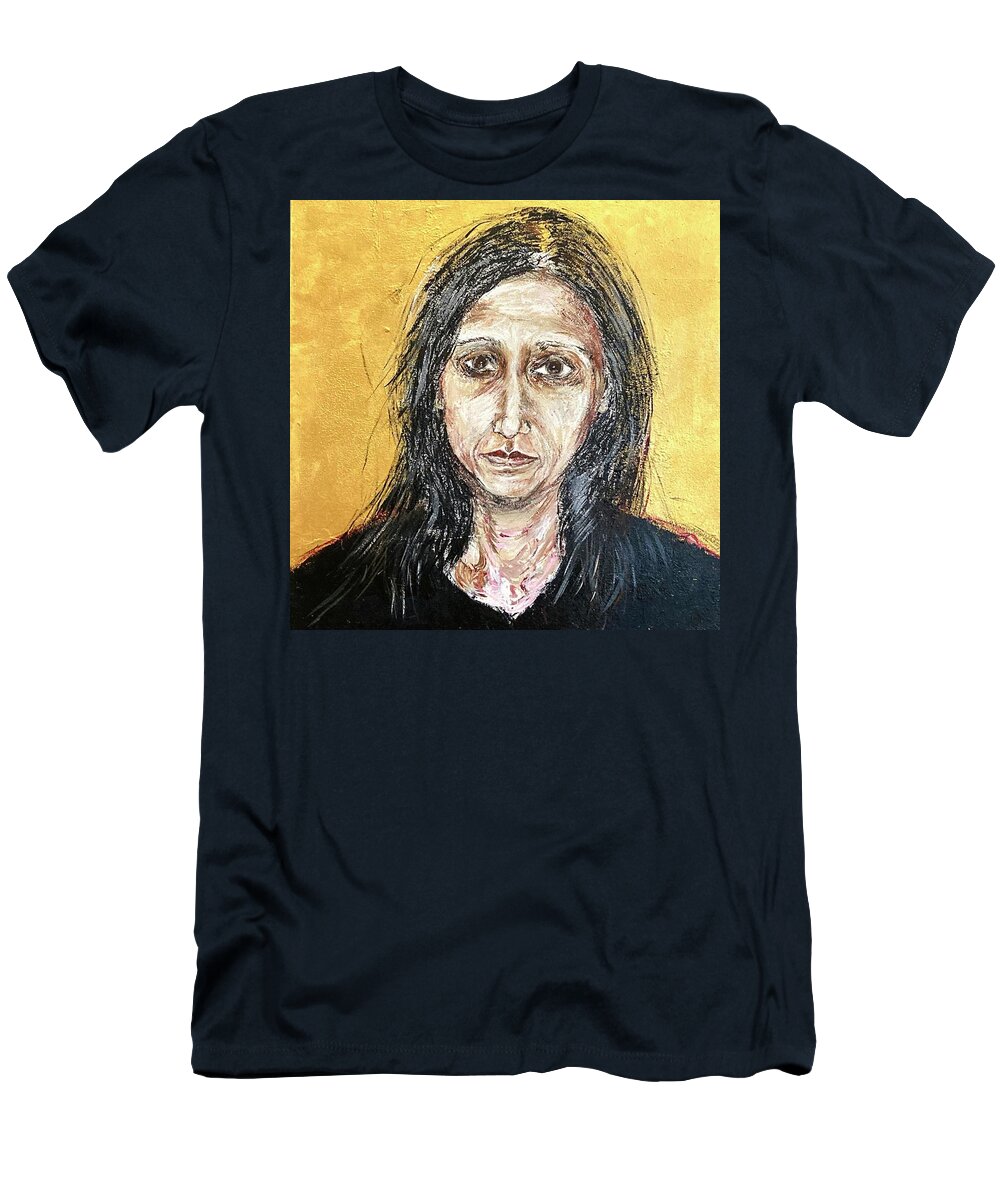 Portrait T-Shirt featuring the painting Worried by David Euler