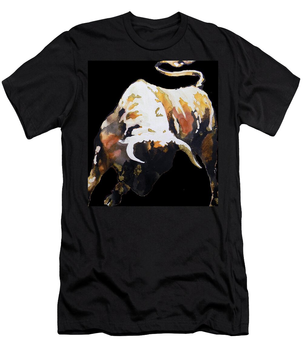 Fight Bull T-Shirt featuring the painting B L A C K  .  T O R O by J U A N - O A X A C A