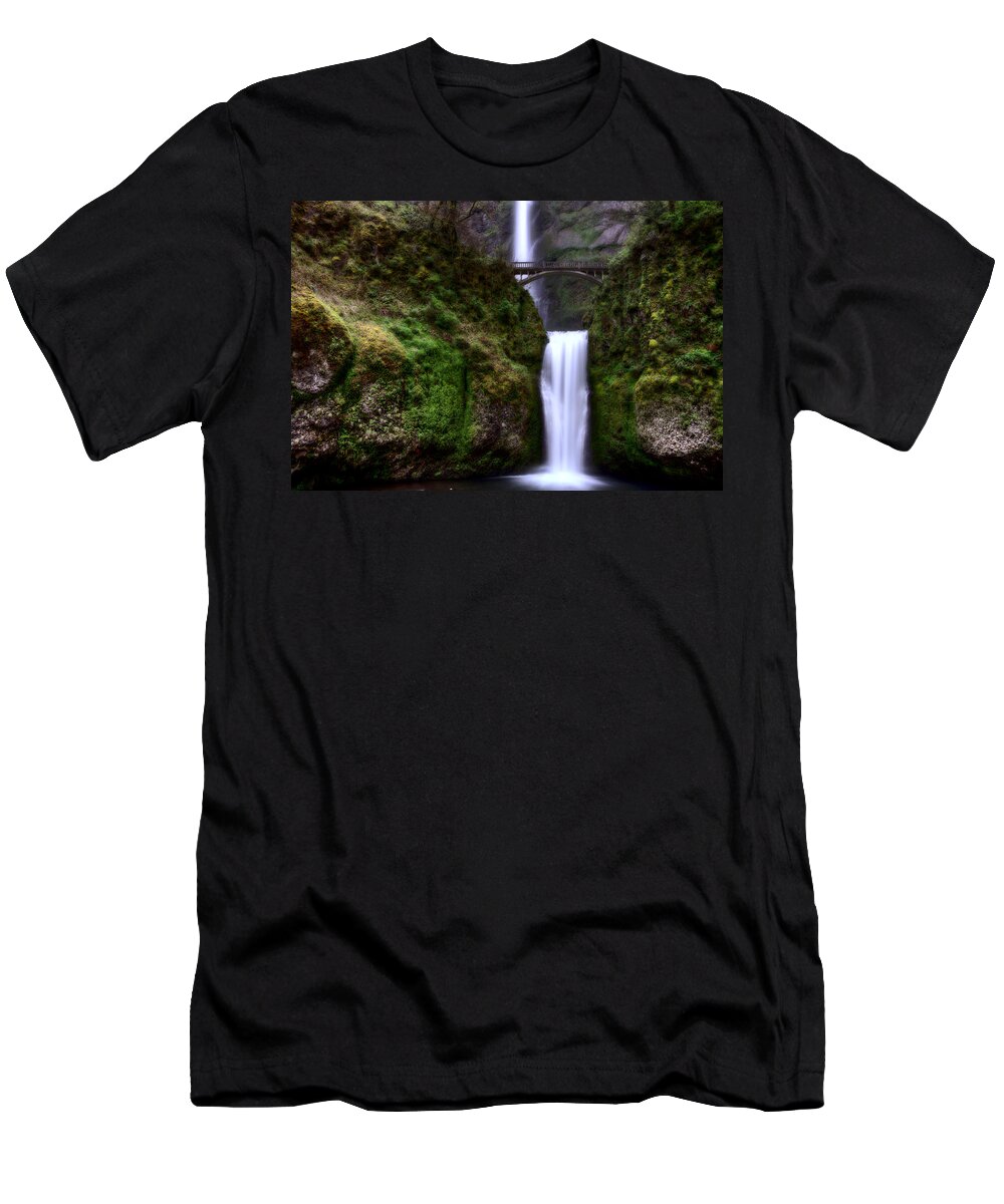 Waterfall T-Shirt featuring the photograph Multnomah Falls Oregon by Mark Duffy