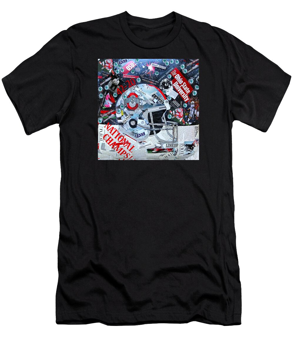 Ohio State T-Shirt featuring the painting Ohio State University National Football Champs by Colleen Taylor