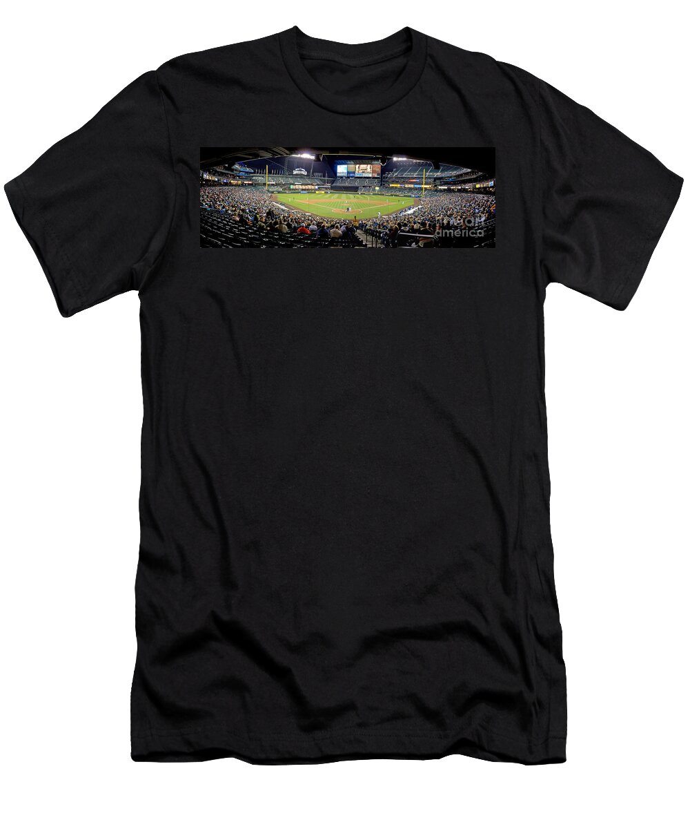 Safeco T-Shirt featuring the photograph 0434 Safeco Field Panoramic by Steve Sturgill
