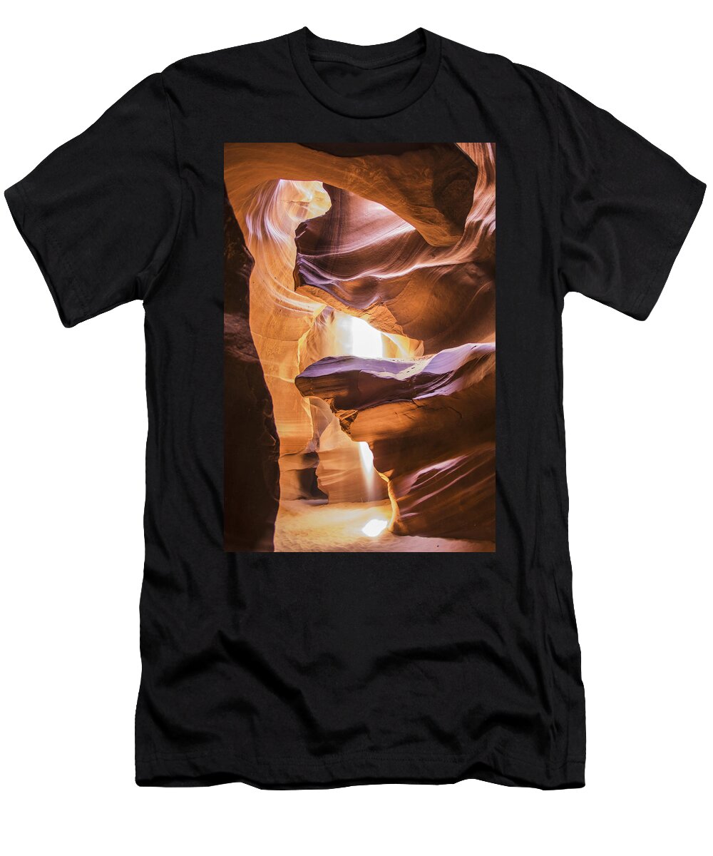 Arizona T-Shirt featuring the photograph A Scene In Antelope Canyon A Narrow #1 by Brian Guzzetti
