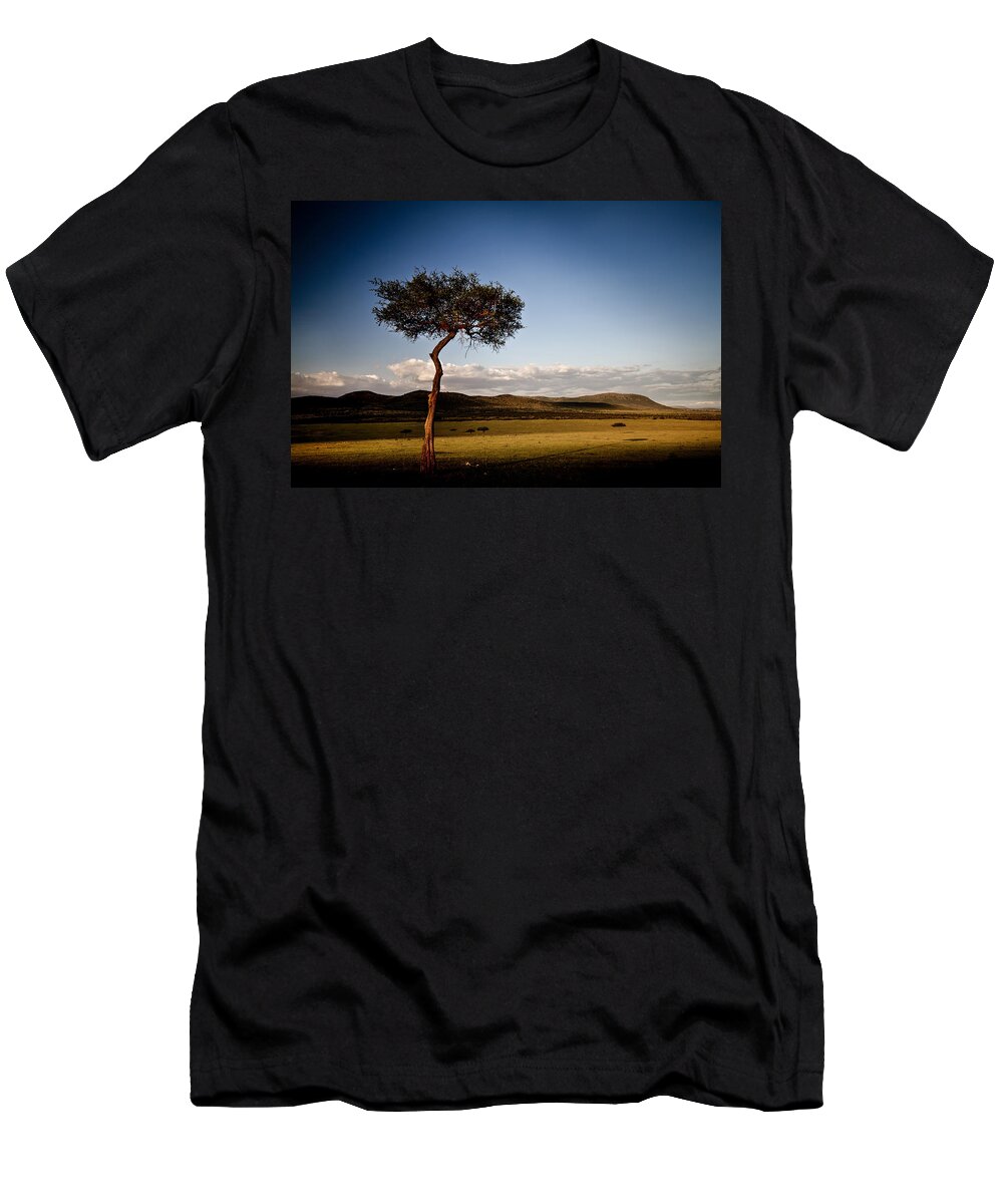 Africa T-Shirt featuring the photograph Acacia Sunset Shadow #1 by Mike Gaudaur