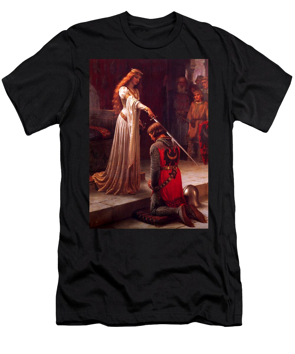 Edmund Blair Leighton T-Shirt featuring the painting Accolade by Edmund Blair Leighton