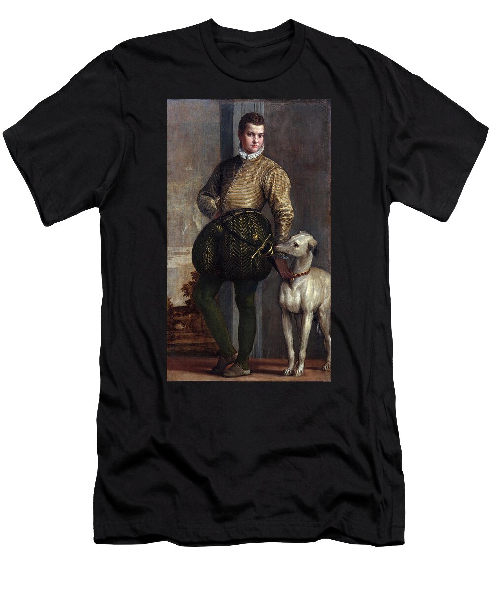 Paolo Veronese T-Shirt featuring the painting Boy with a Greyhound by Paolo Veronese