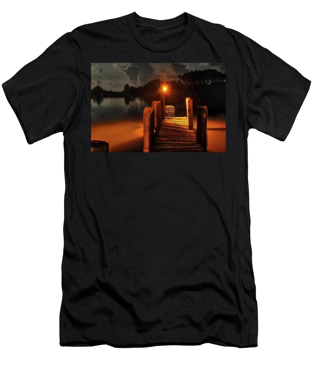 Alabama T-Shirt featuring the digital art Crab Pot at the end of the Dock #1 by Michael Thomas
