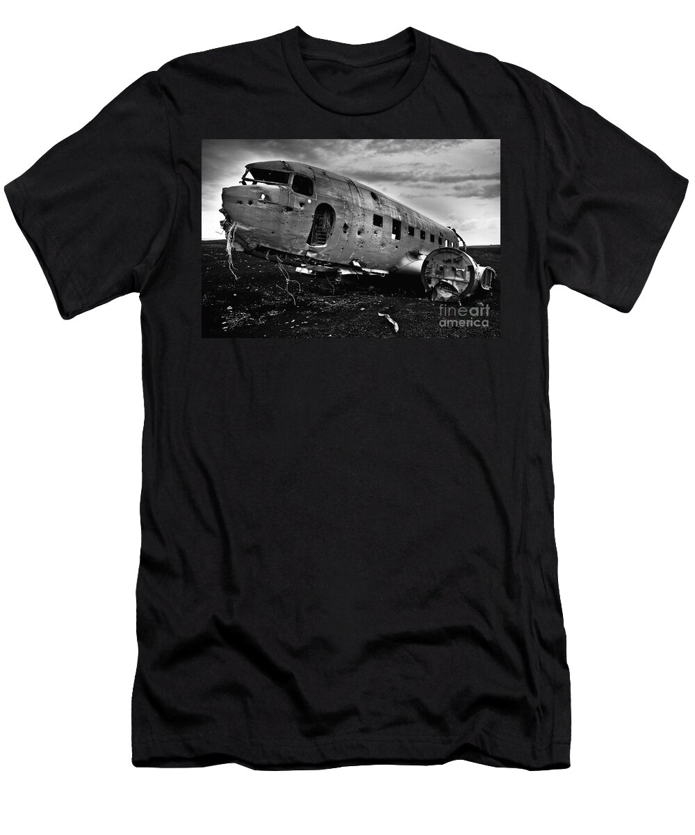 Black And White T-Shirt featuring the photograph Dc-3 #1 by Gunnar Orn Arnason