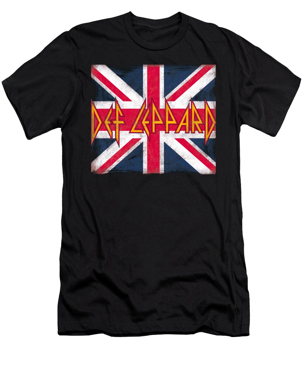  T-Shirt featuring the digital art Def Leppard - Union Jack by Brand A