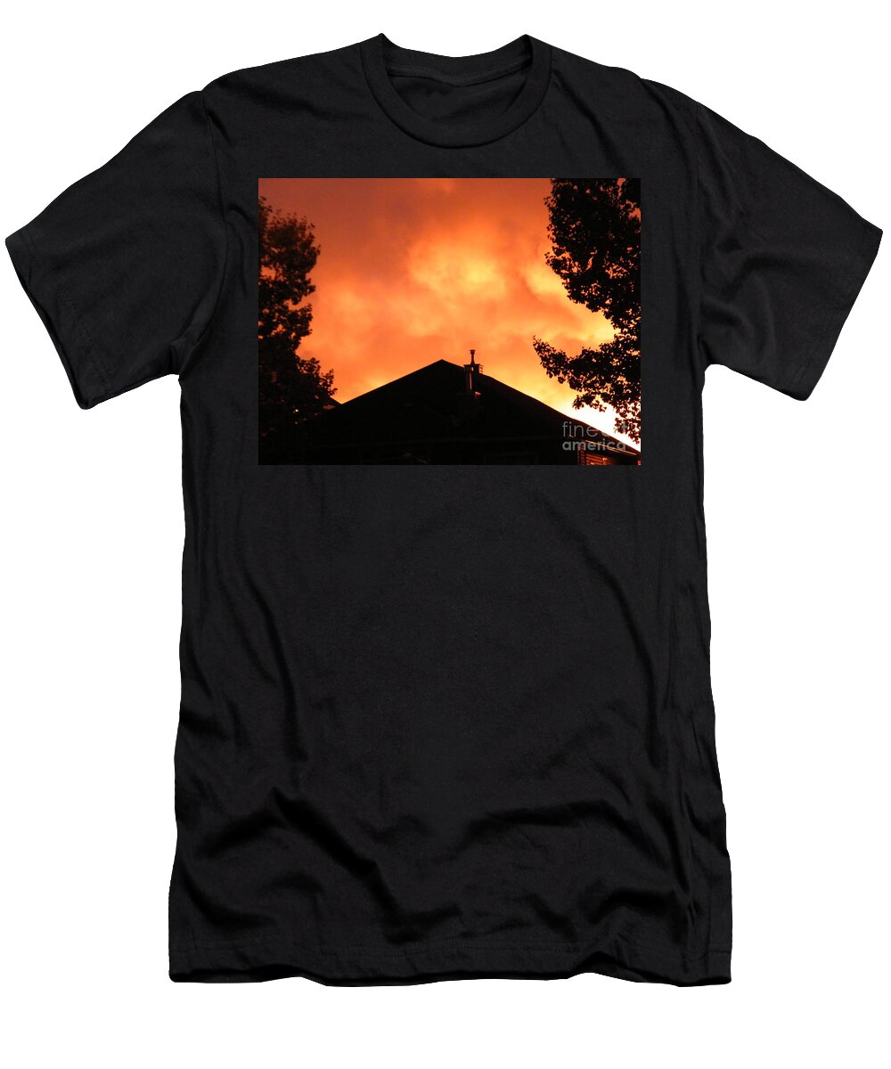 Sunrise T-Shirt featuring the photograph Fire in the Sky #2 by Ann E Robson